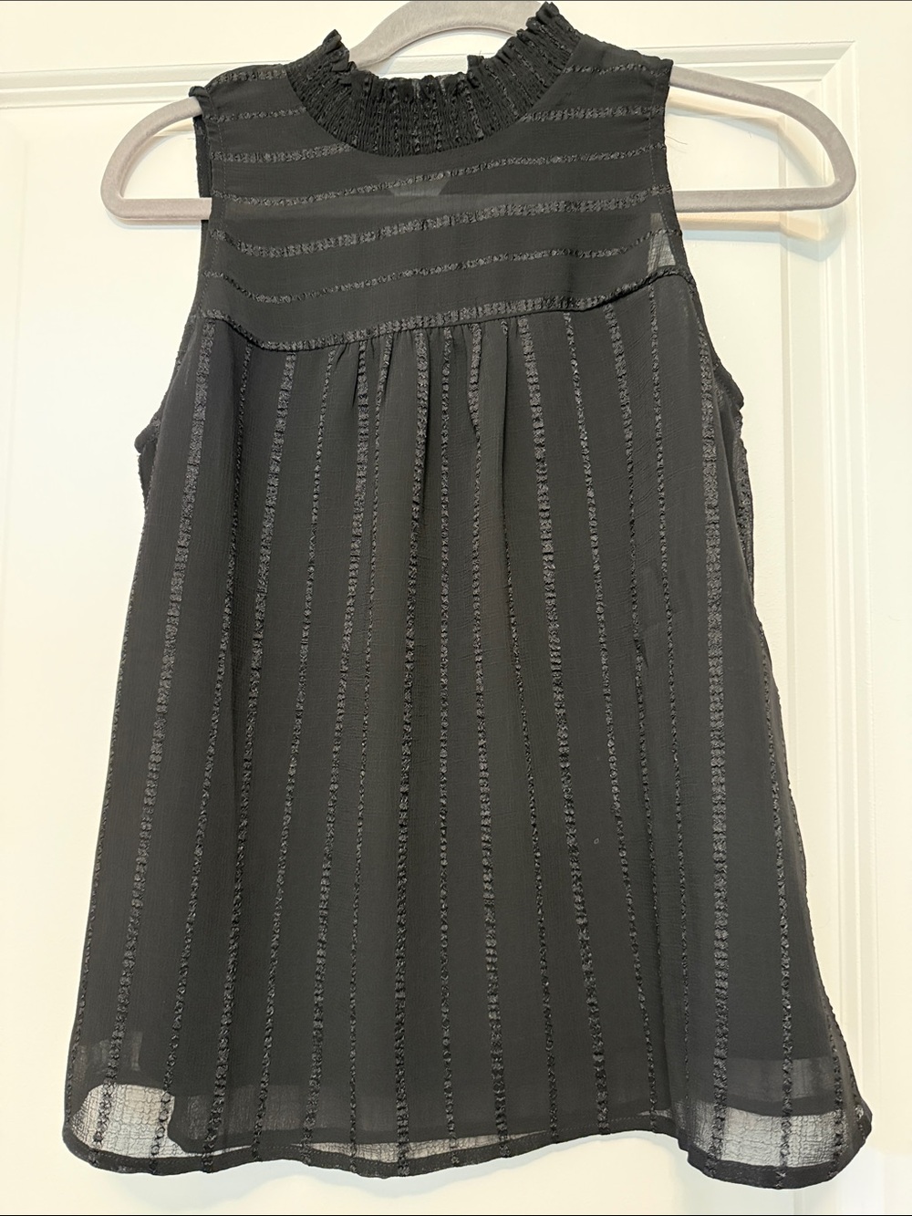 bohme Black Sleeveless Ruffled Mock Neck Mini Tunic